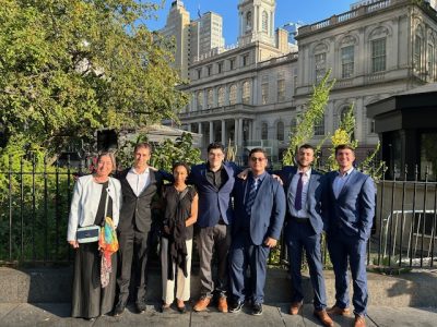 UConn Fed Challenge Team in front of New York City Hall