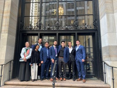 UConn Fed Challenge Team in front of New York Fed